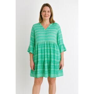 NWT Destination 365 Women’s Green Printed Tiered Midi Dress Size Medium